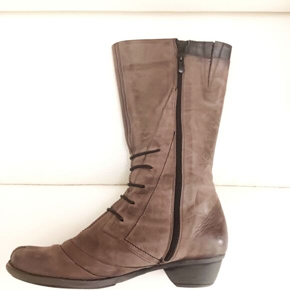 Dorking by Fluchos Vintage Brownish/Grey Mid Calf Leather Boots Sz 38/7.5 - Picture 5 of 16